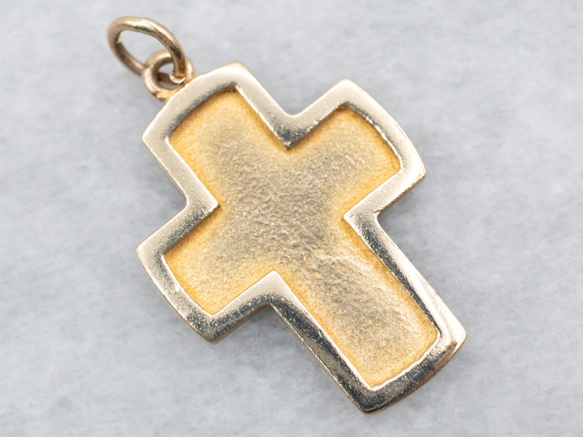 Yellow Gold Recessed Cross Pendant