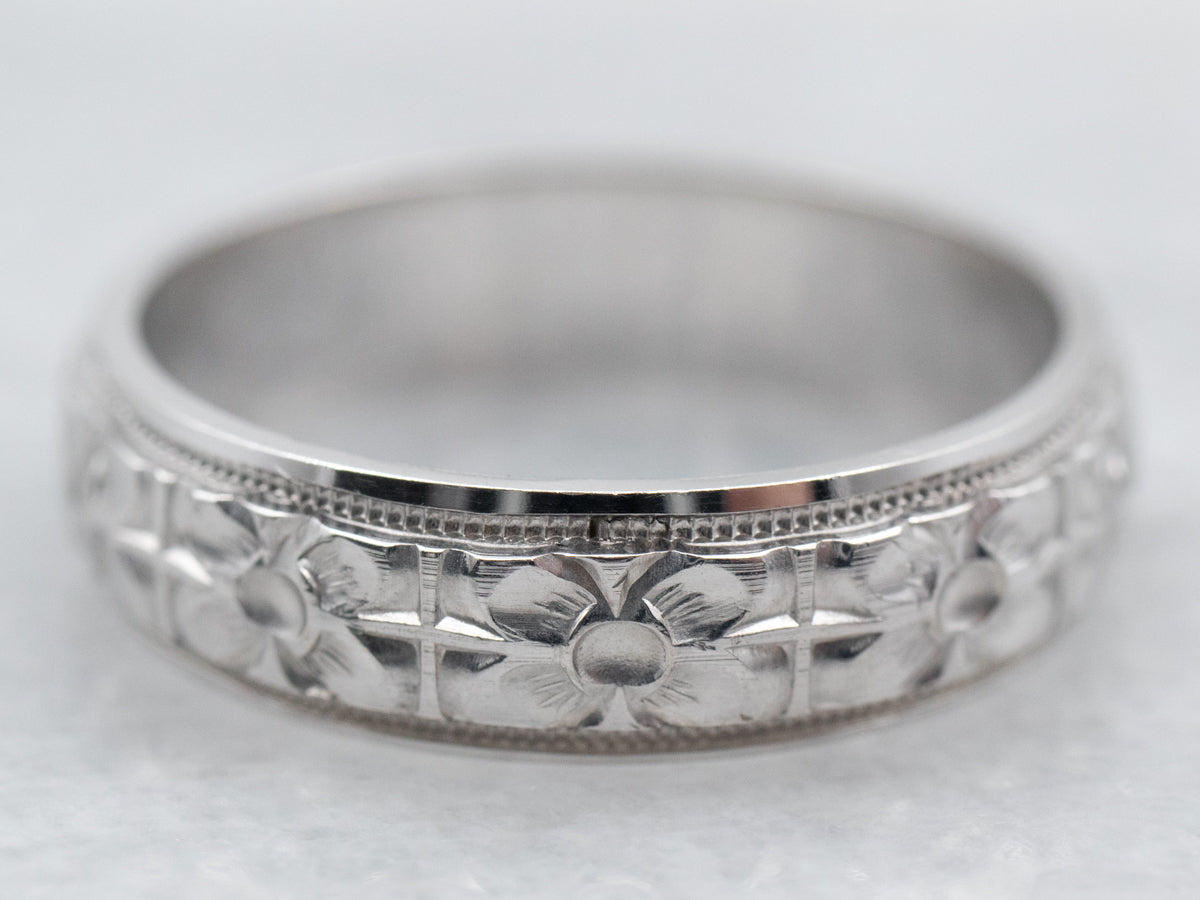 White Gold Floral Band