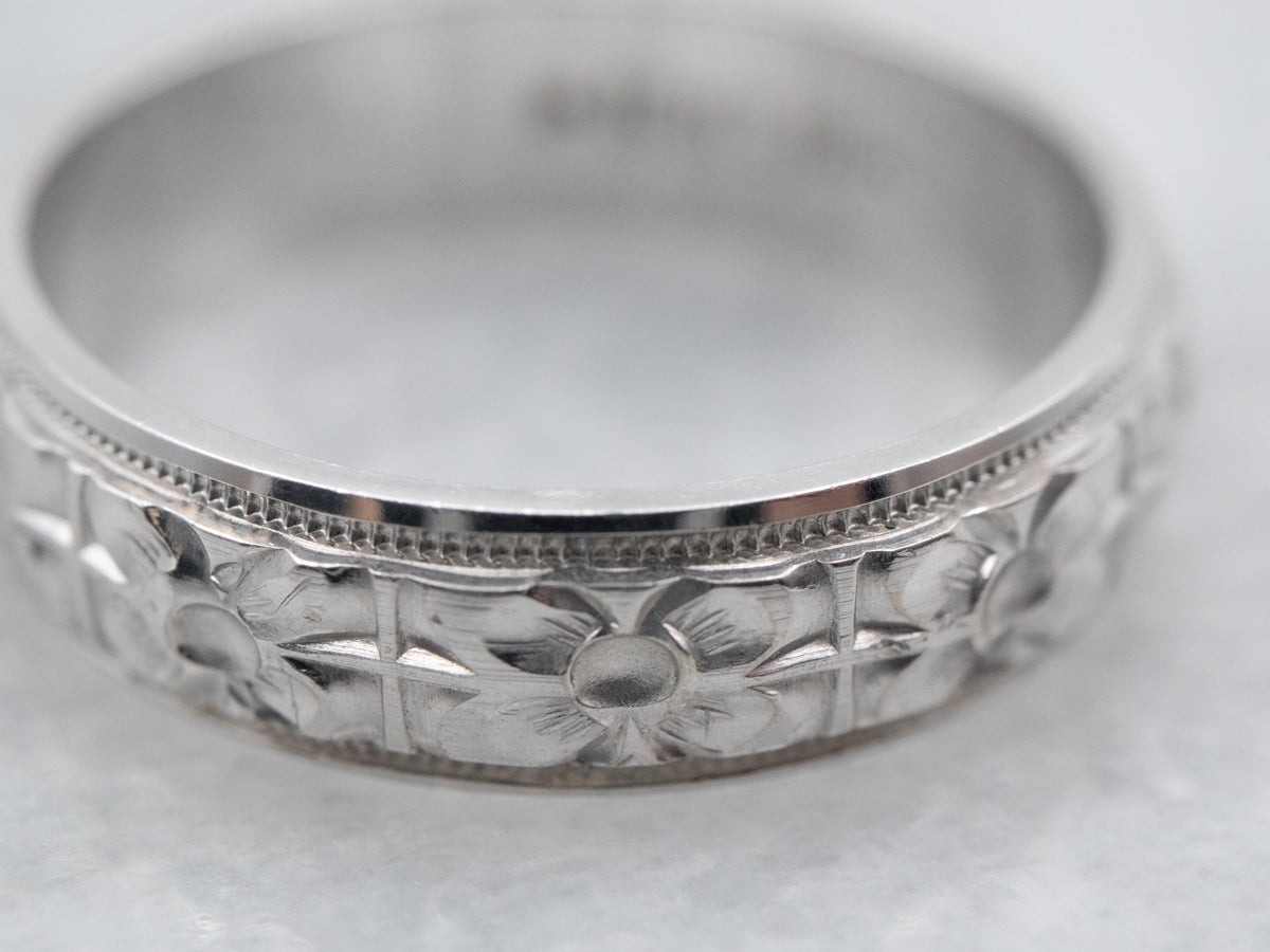 White Gold Floral Band