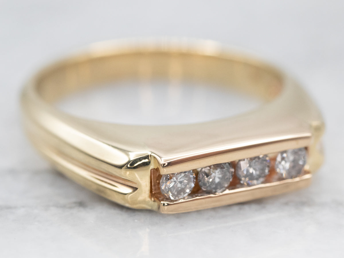 Sleek Gold Bar Channel Set Diamond Band