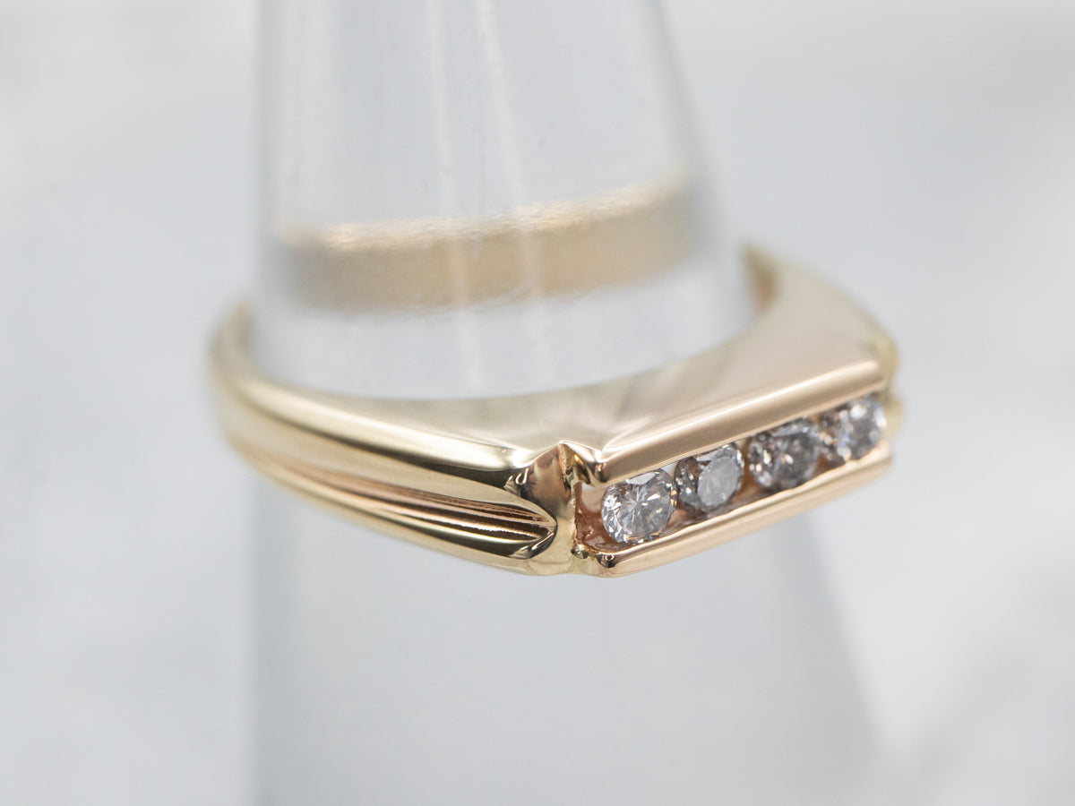 Sleek Gold Bar Channel Set Diamond Band