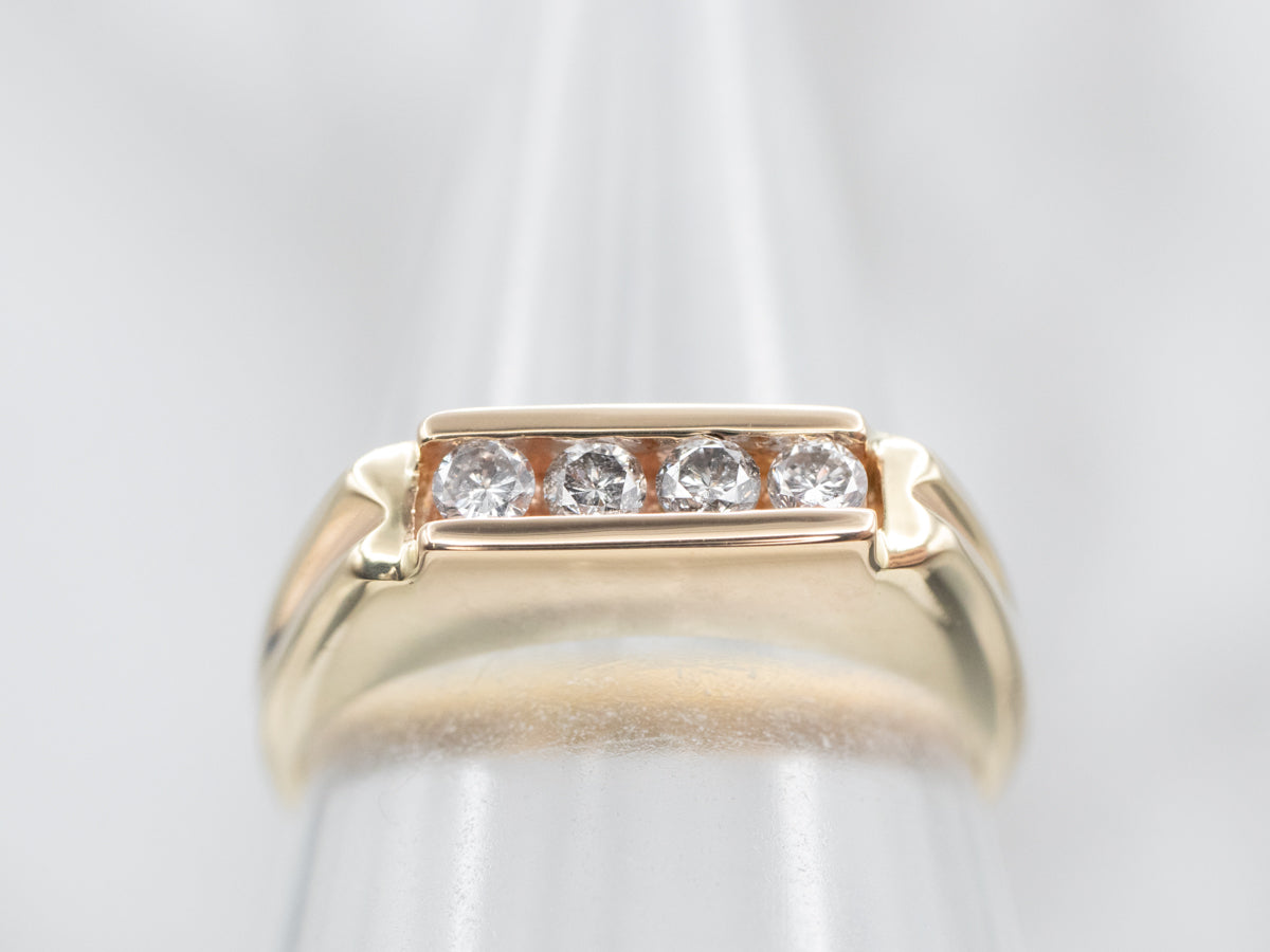 Sleek Gold Bar Channel Set Diamond Band