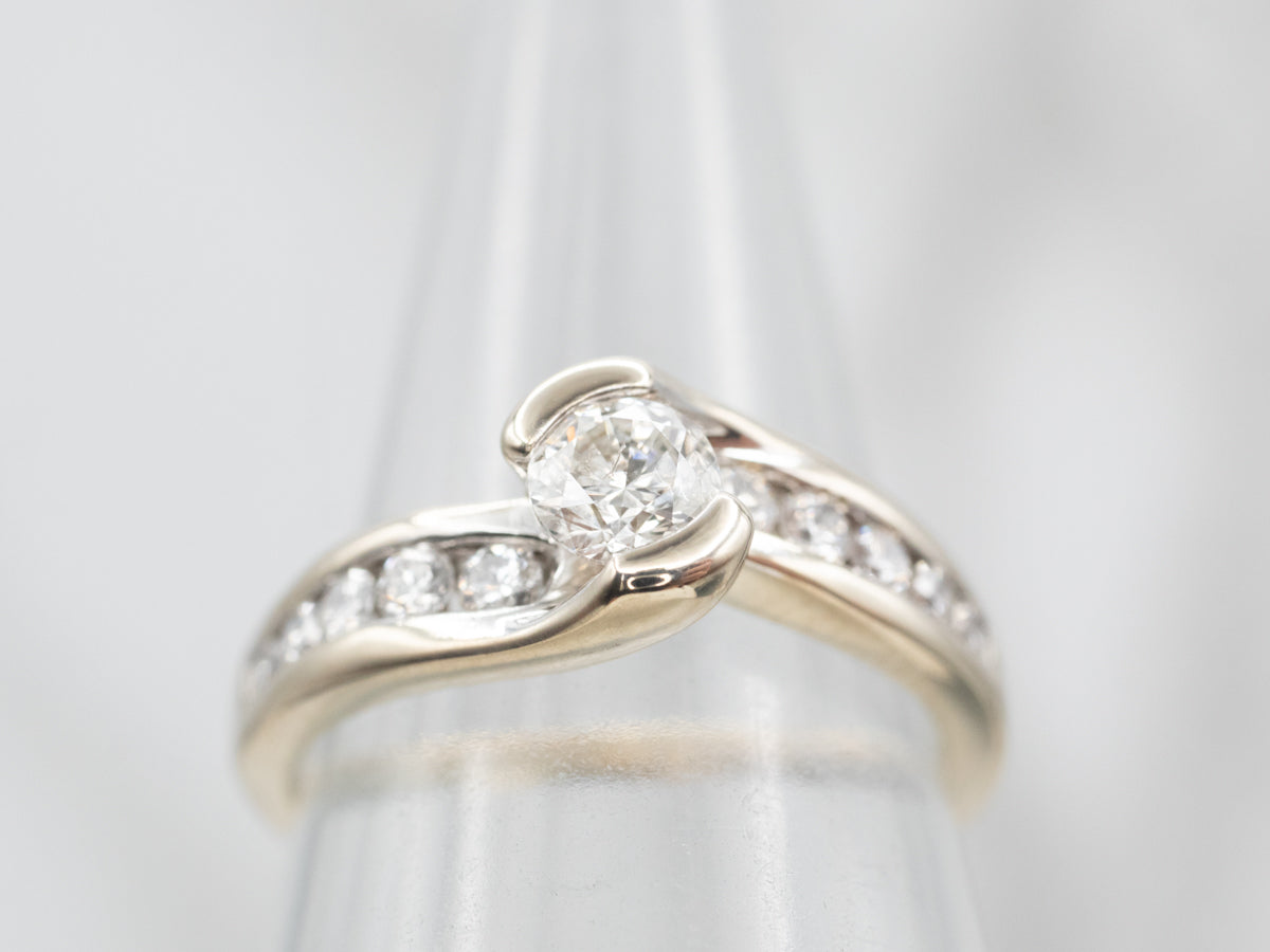 Modern Diamond Bypass Engagement Ring