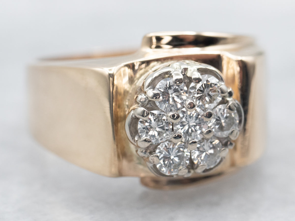 Vintage Gold Diamond Cluster Ring