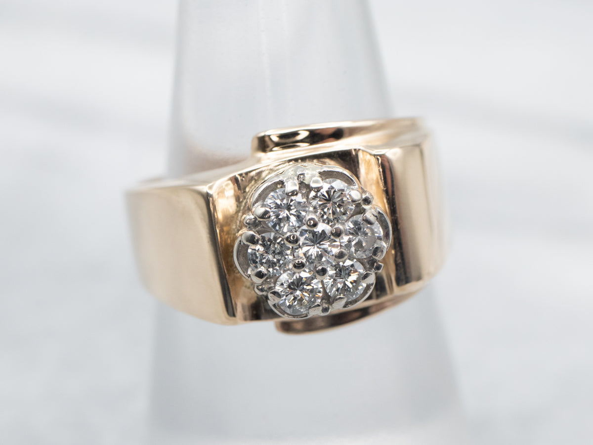 Vintage Gold Diamond Cluster Ring