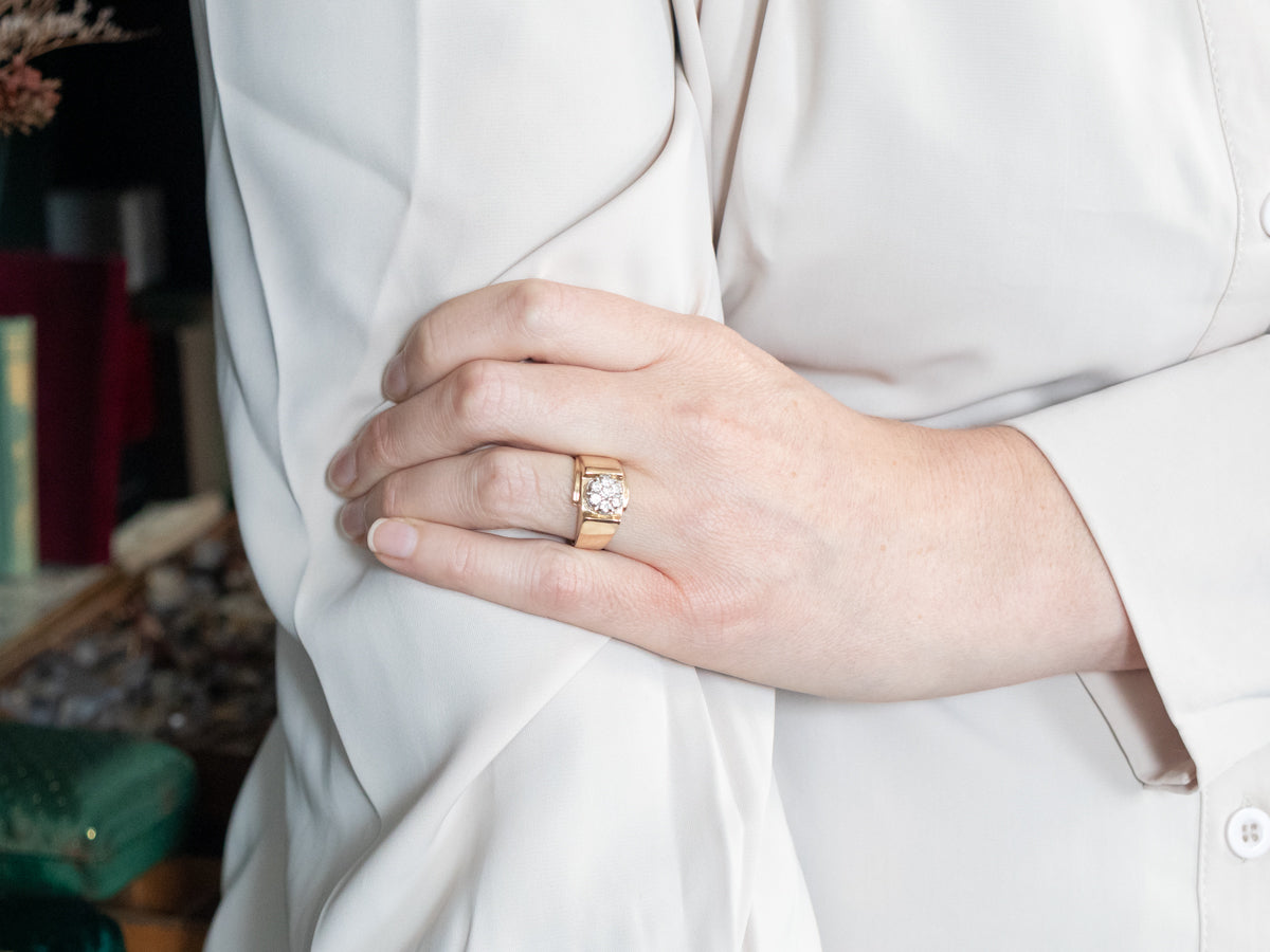 Vintage Gold Diamond Cluster Ring