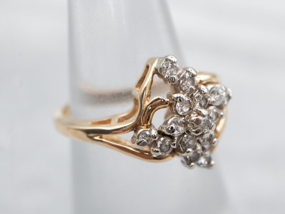 Vintage Two Tone Gold Diamond Cluster Ring