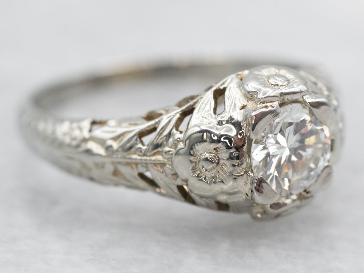 Art Deco Diamond Solitaire Engagement Ring