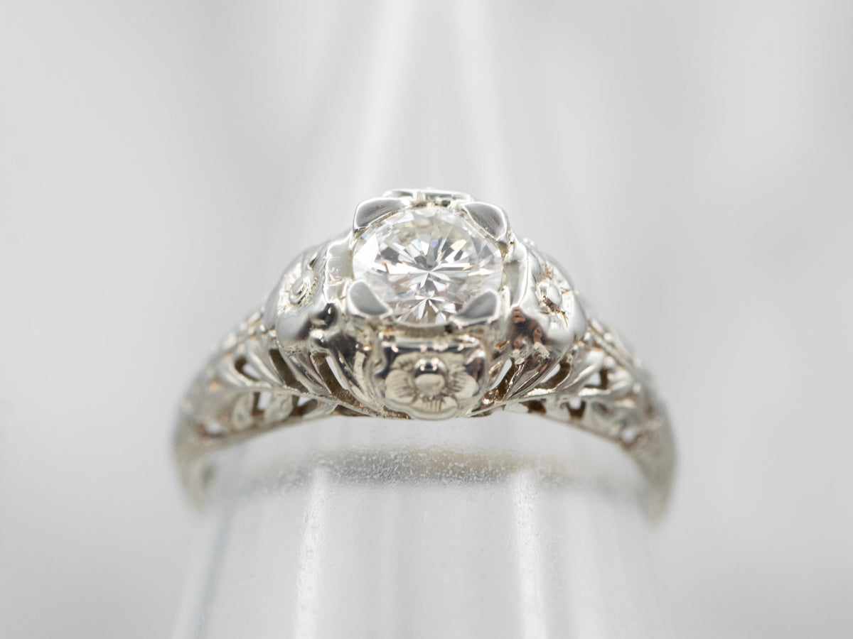 Art Deco Diamond Solitaire Engagement Ring