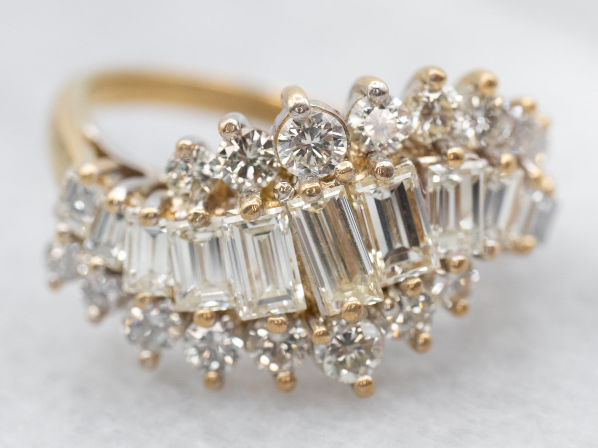 Vintage 18K GOLD Diamond Cocktail Ring