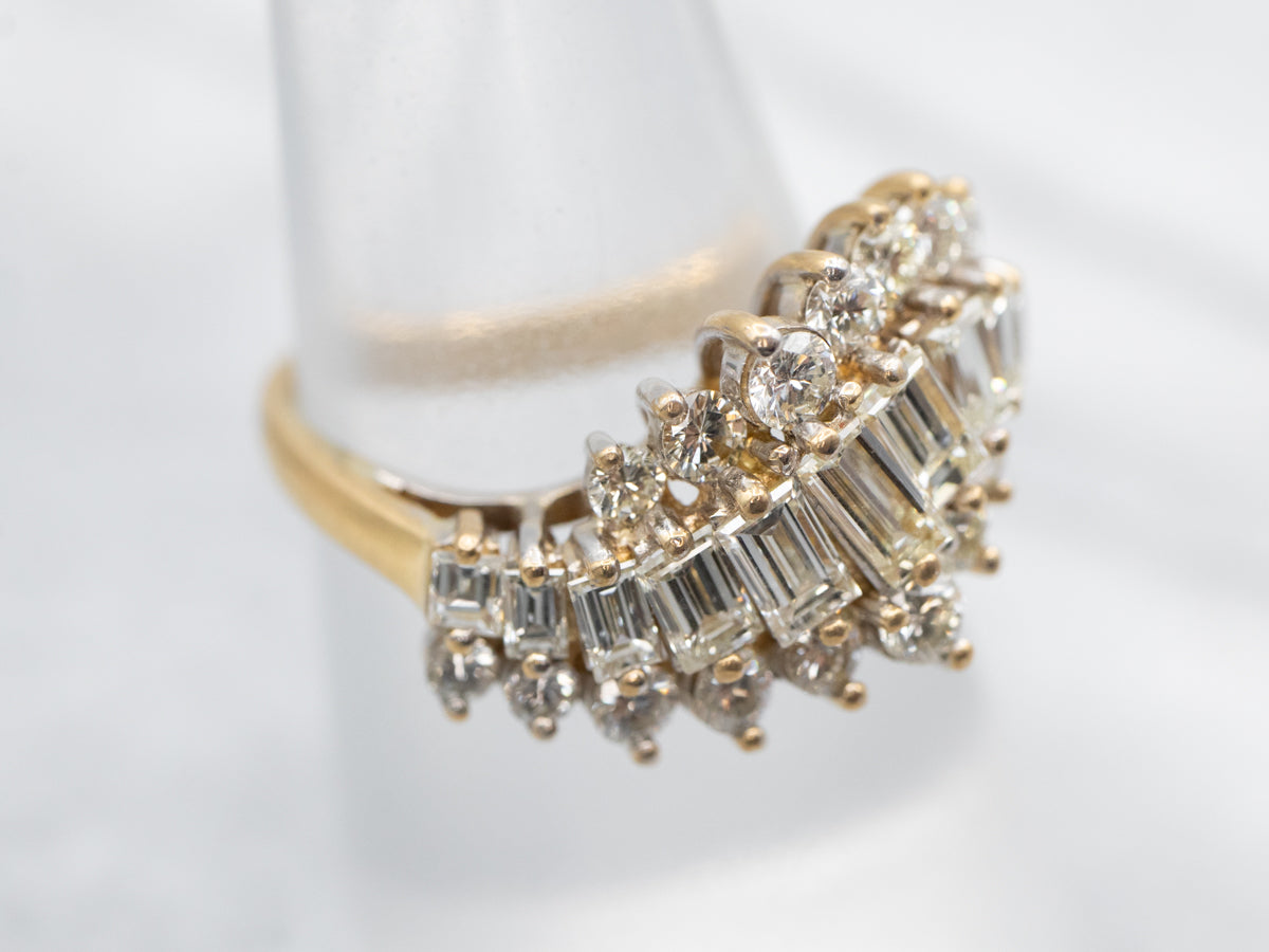 Vintage 18K-Gold Diamond Cocktail Ring