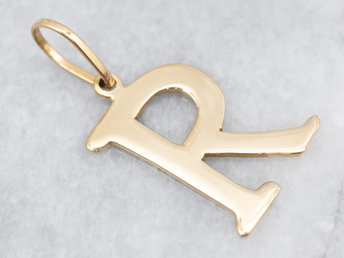 Yellow Gold &quot;R&quot; Initial Pendant