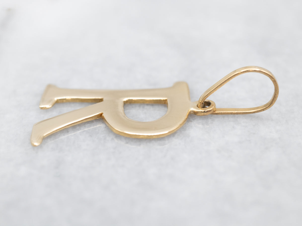 Yellow Gold "R" Initial Pendant