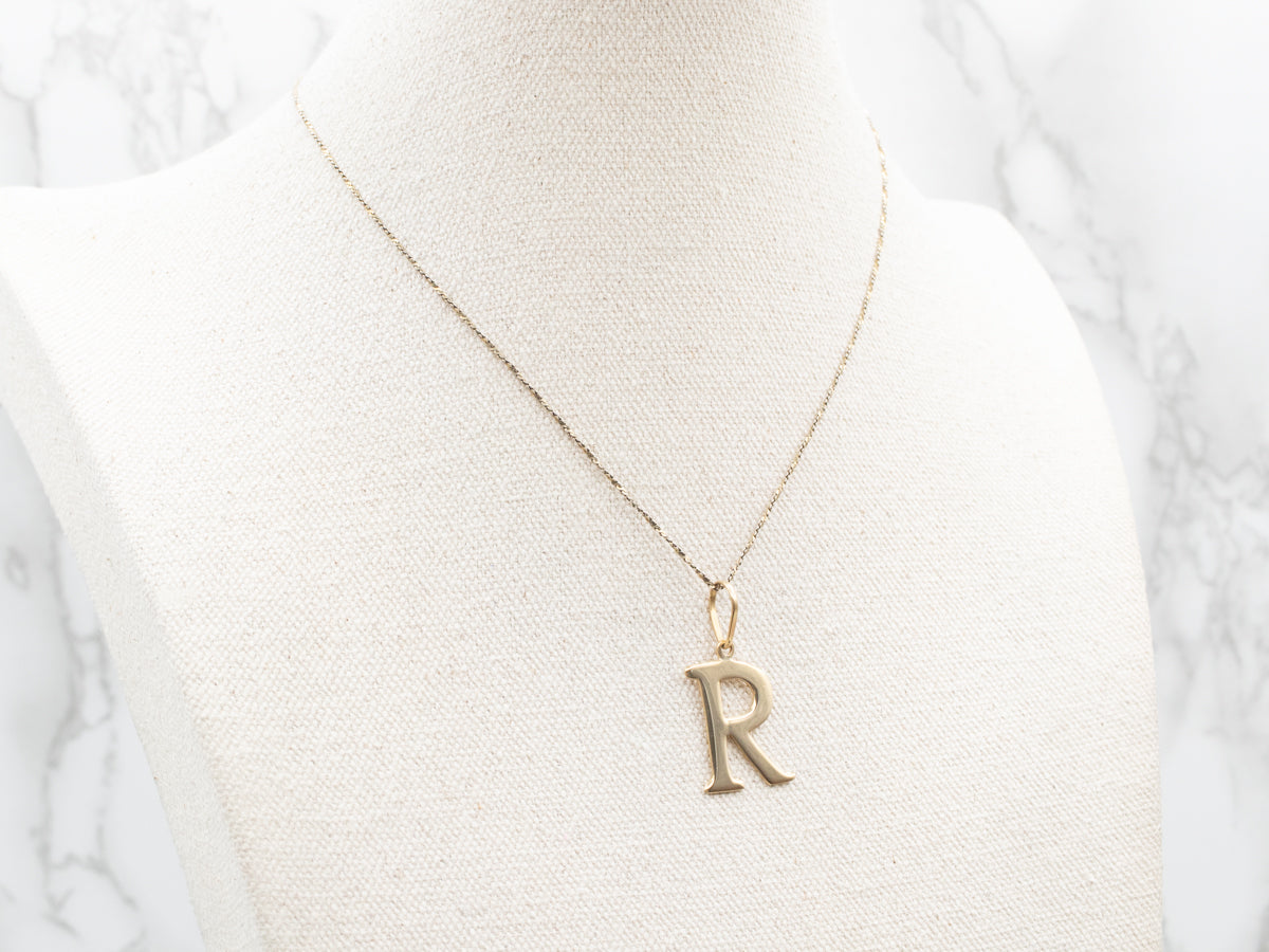 Yellow Gold "R" Initial Pendant