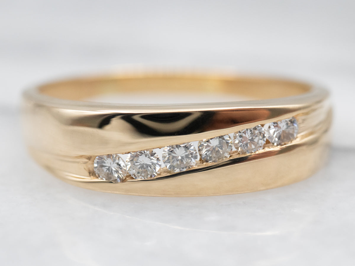 Timeless Classic Yellow Gold Channel Set Diamond Wedding Band