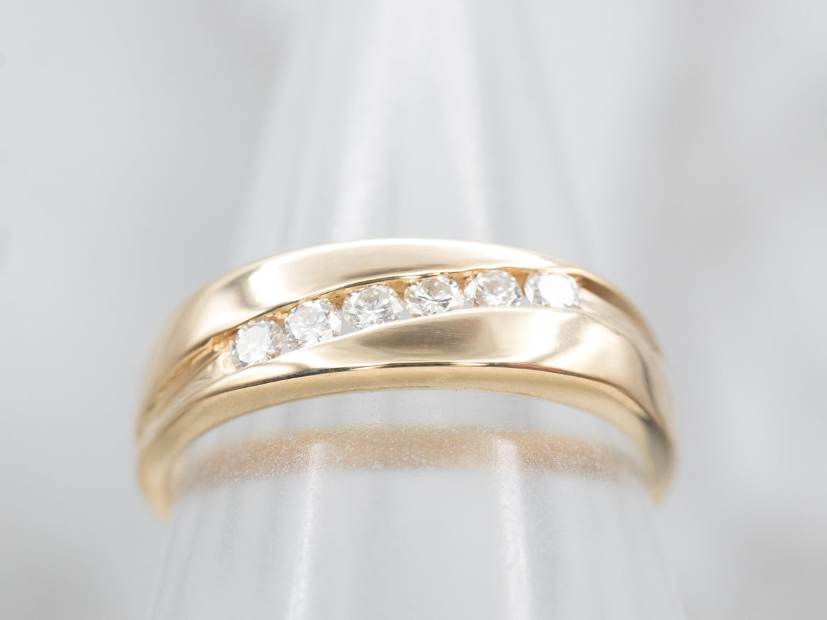 Timeless Classic Yellow Gold Channel Set Diamond Wedding Band