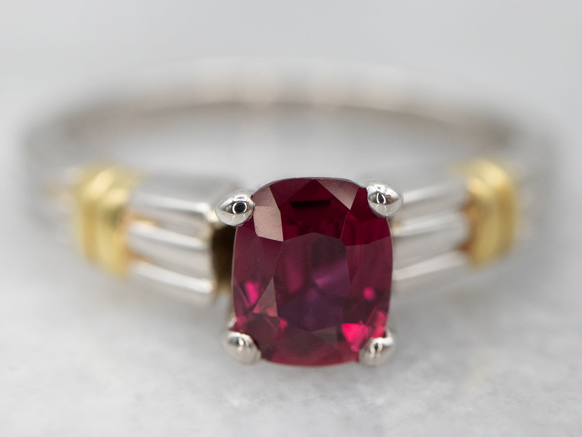 Effortless Mixed Metal Ruby Solitaire Engagement Ring