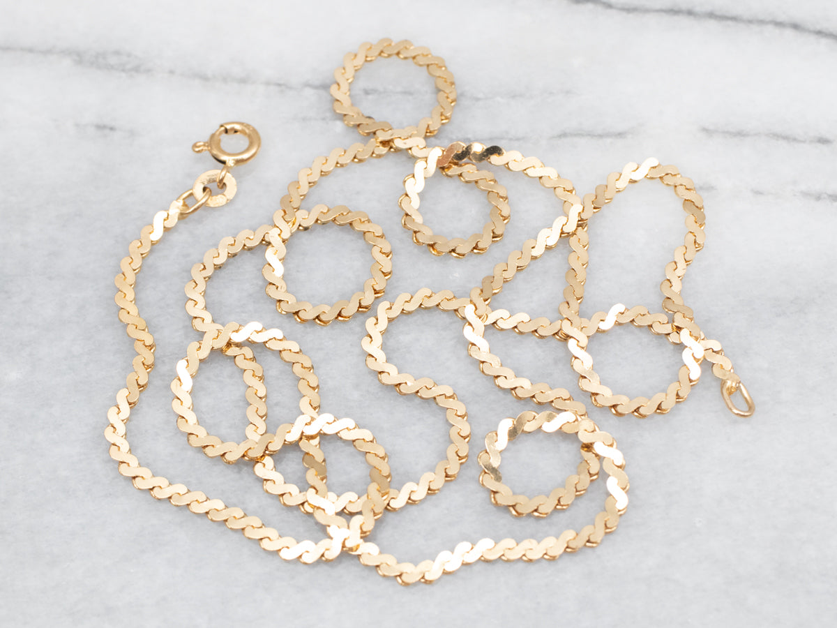 Yellow Gold Serpentine Chain with Spring Ring Clasp