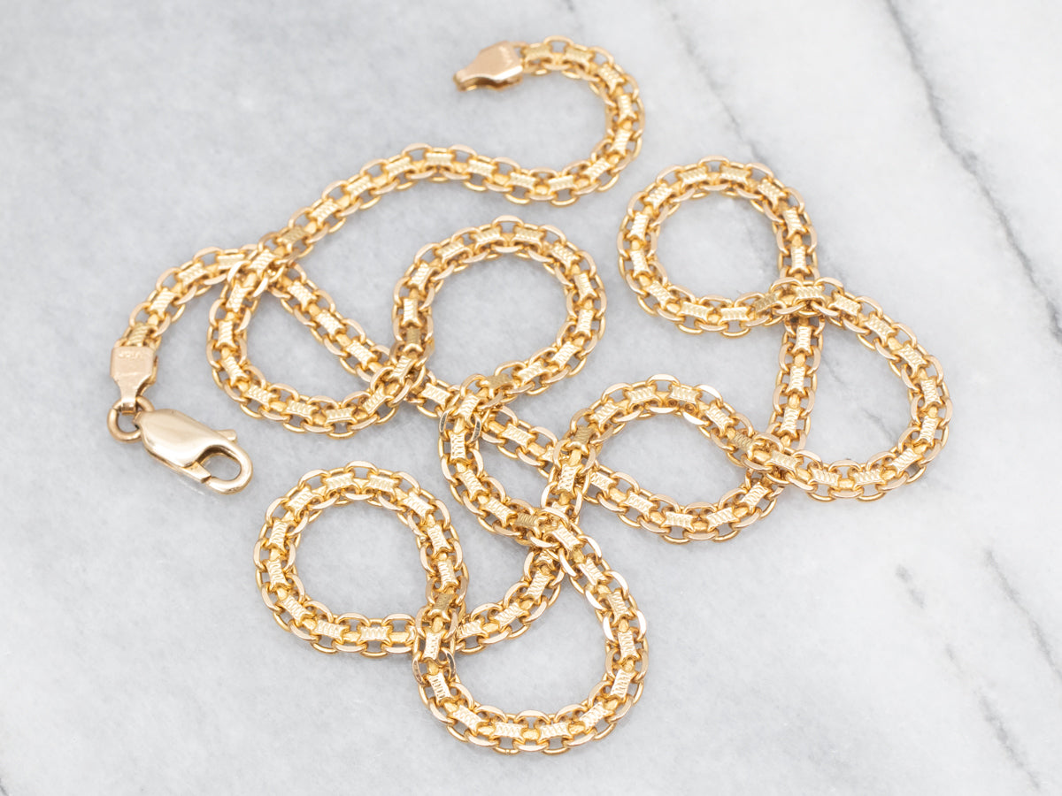 Yellow Gold Double Link Chain with Lobster Clasp