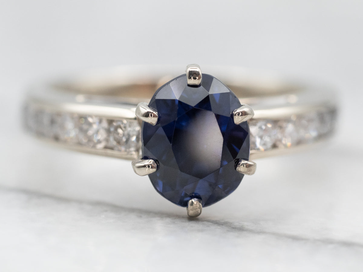 Beautiful White Gold Sapphire and Diamond Engagement Ring