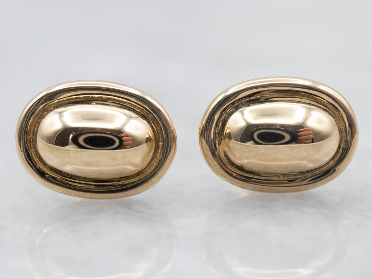 Polished Gold Stud Earrings with Screw Post Backs