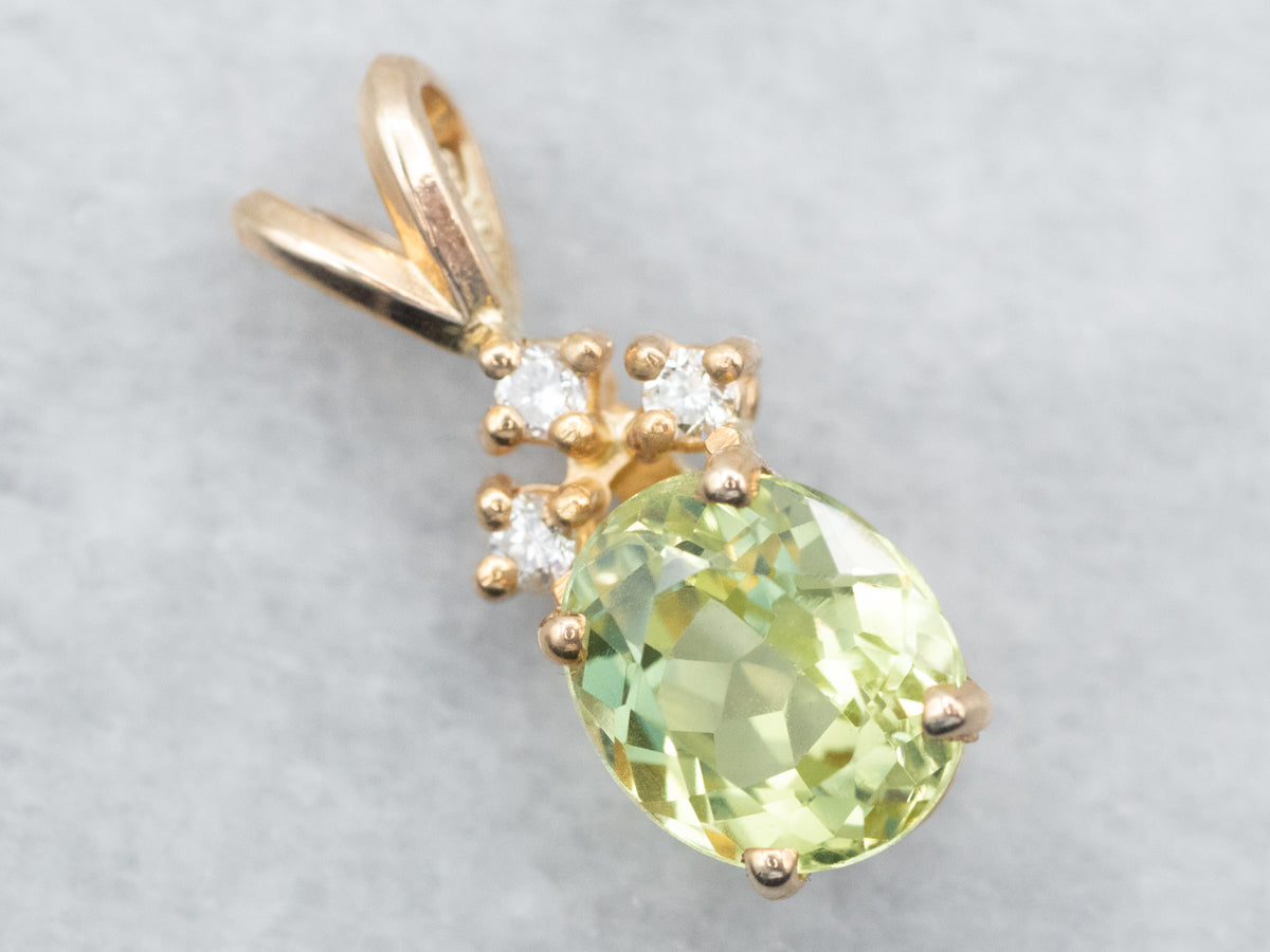 Chrysoberyl and Diamond Gemstone Pendant