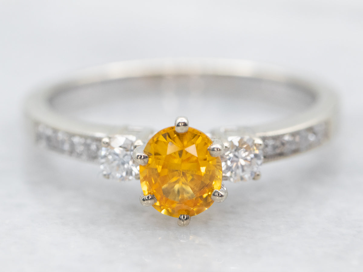 Modern Yellow Sapphire and Diamond Engagement Ring