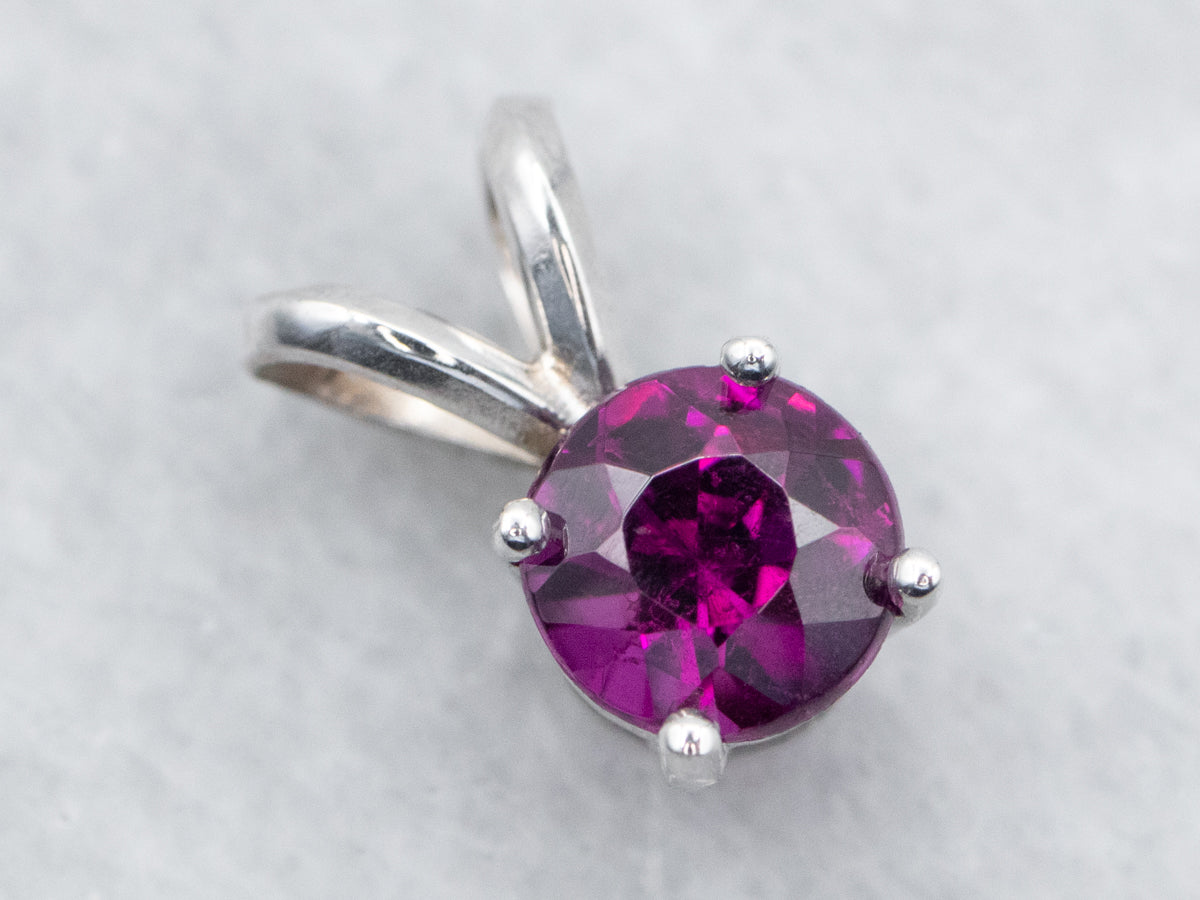 Simple Rhodolite Garnet Solitaire Pendant