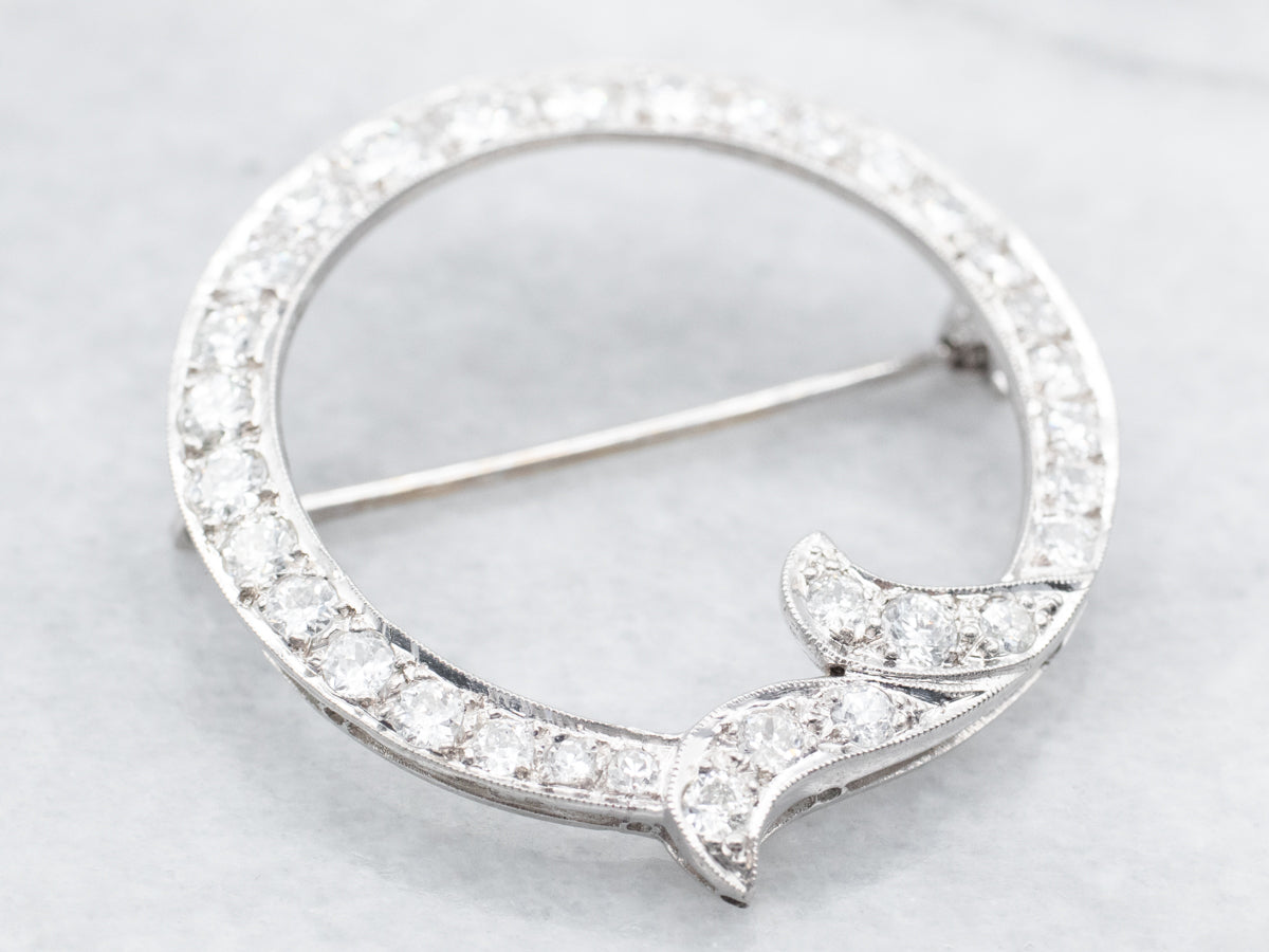 Retro Era Diamond Encrusted Circle Pin