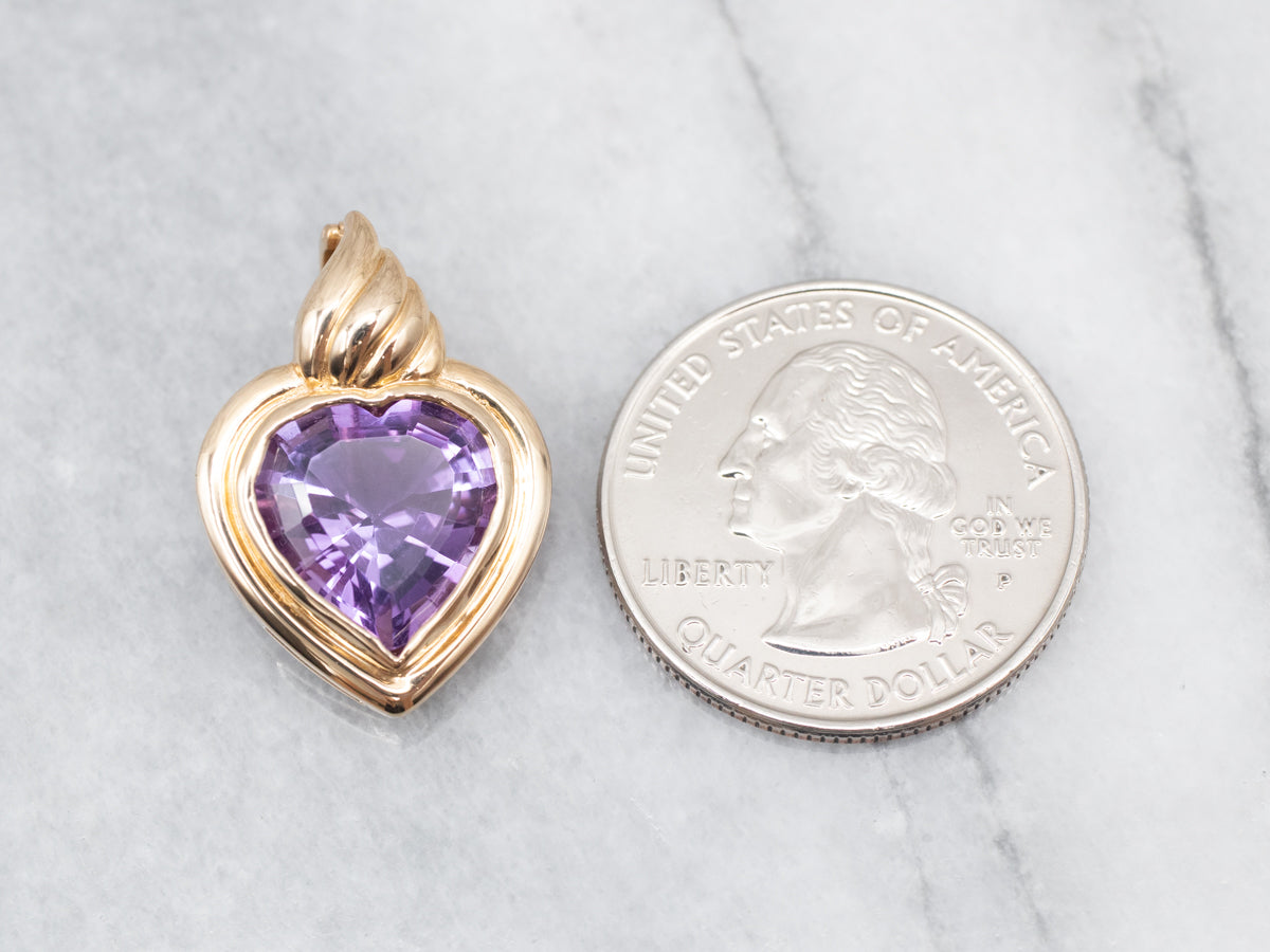 14kt Yellow Gold Amethyst selling Heart Charm 14k Pendant