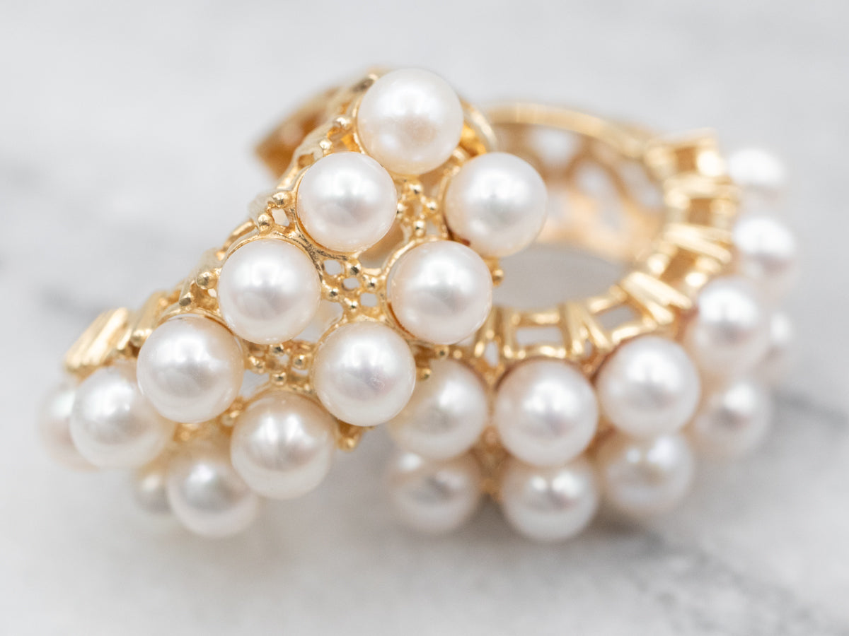 Pearl Studded Hoop Earrings