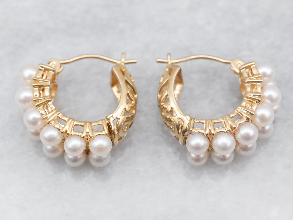 Pearl Studded Hoop Earrings