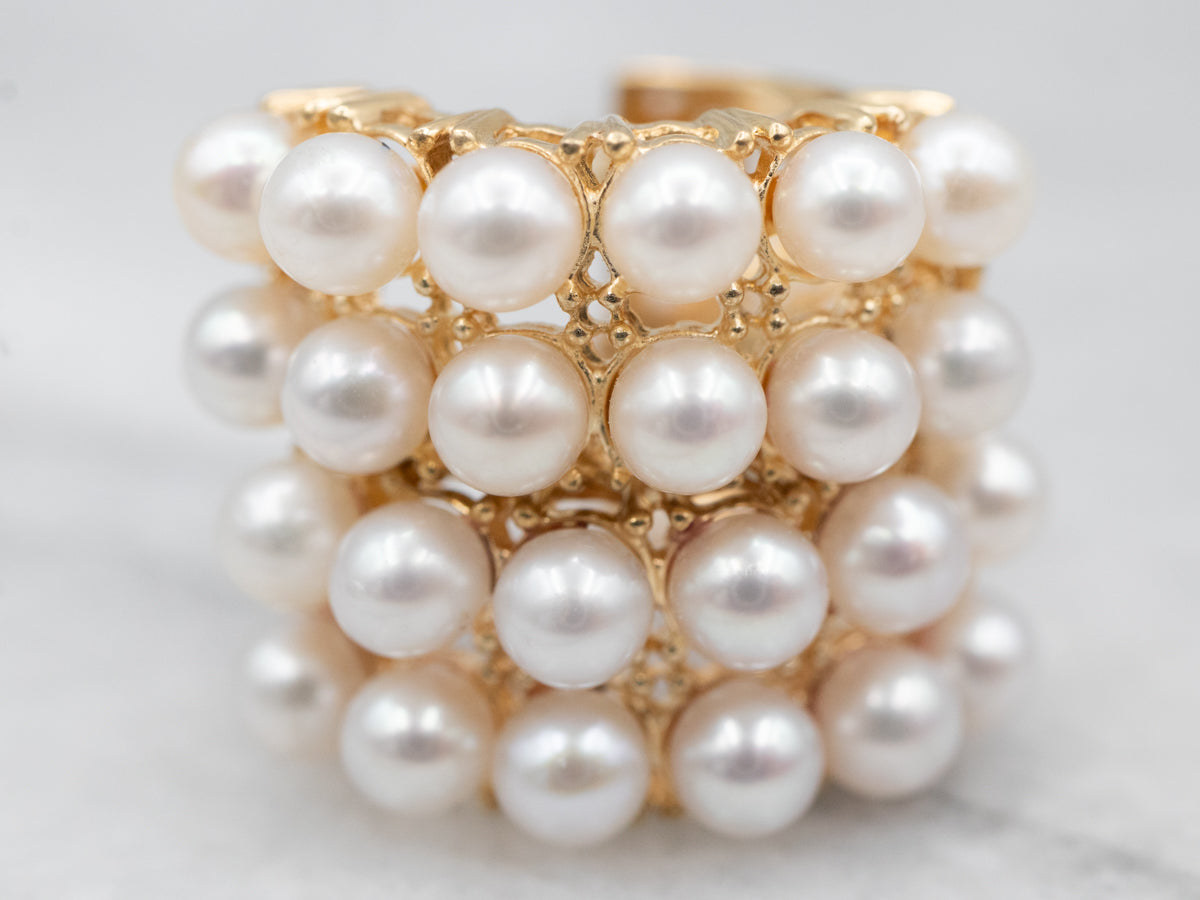 Pearl Studded Hoop Earrings