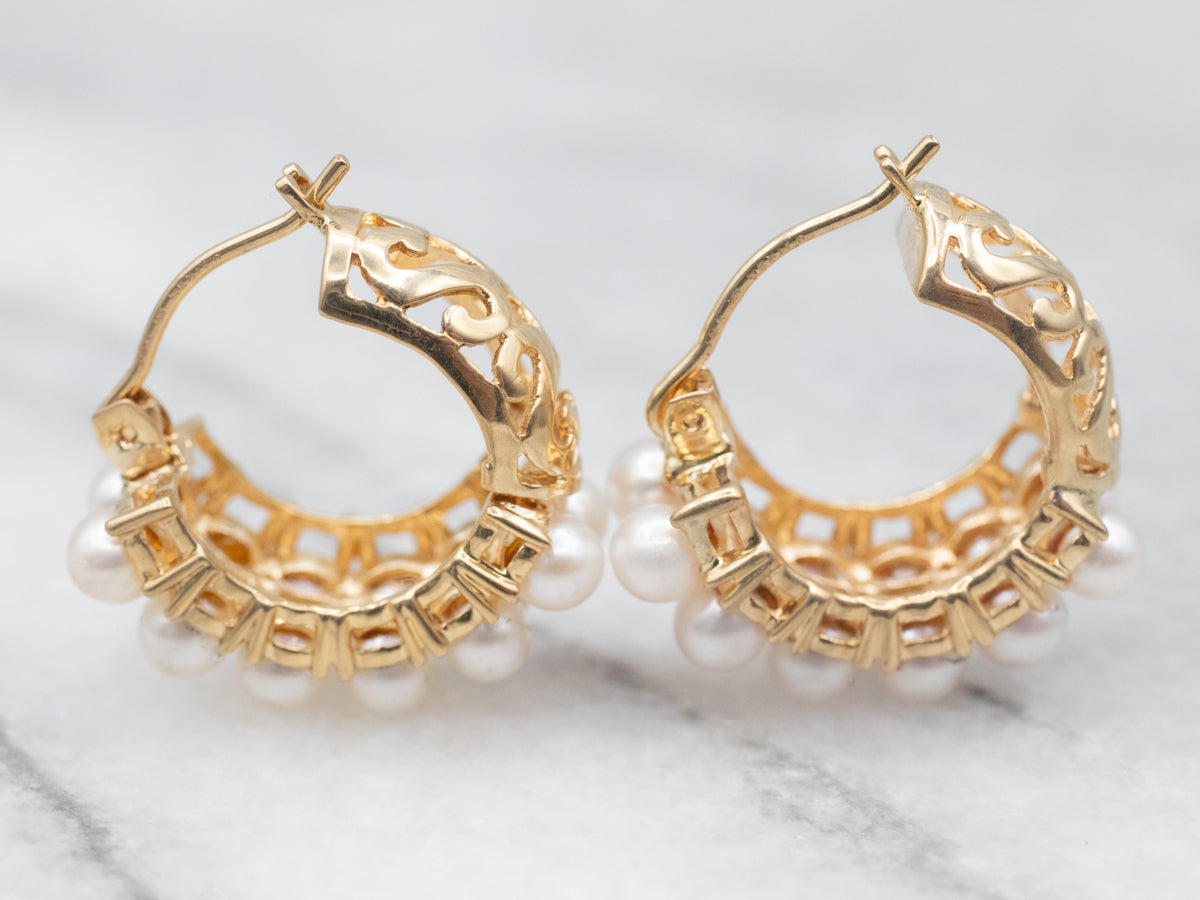 Pearl Studded Hoop Earrings