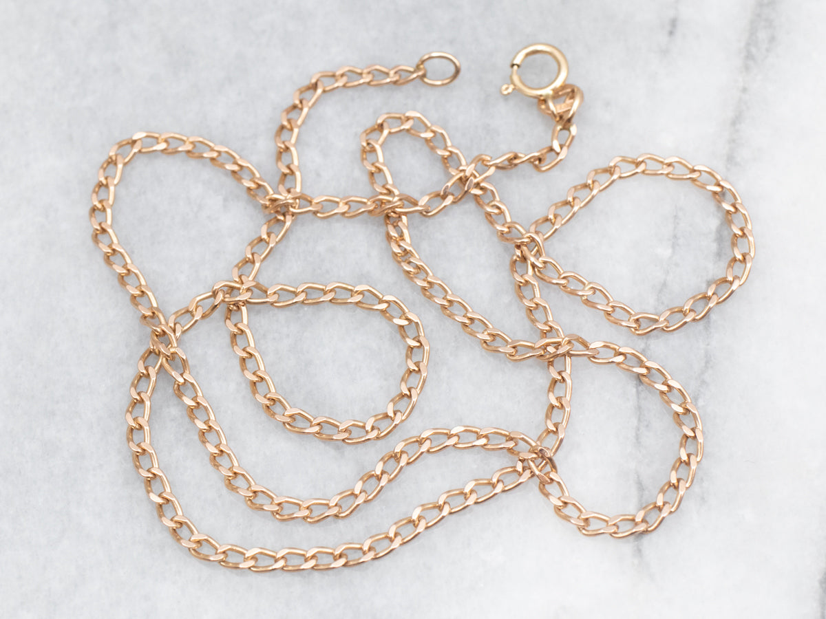 Yellow Gold Dainty Curb Chain with Spring Ring Clasp