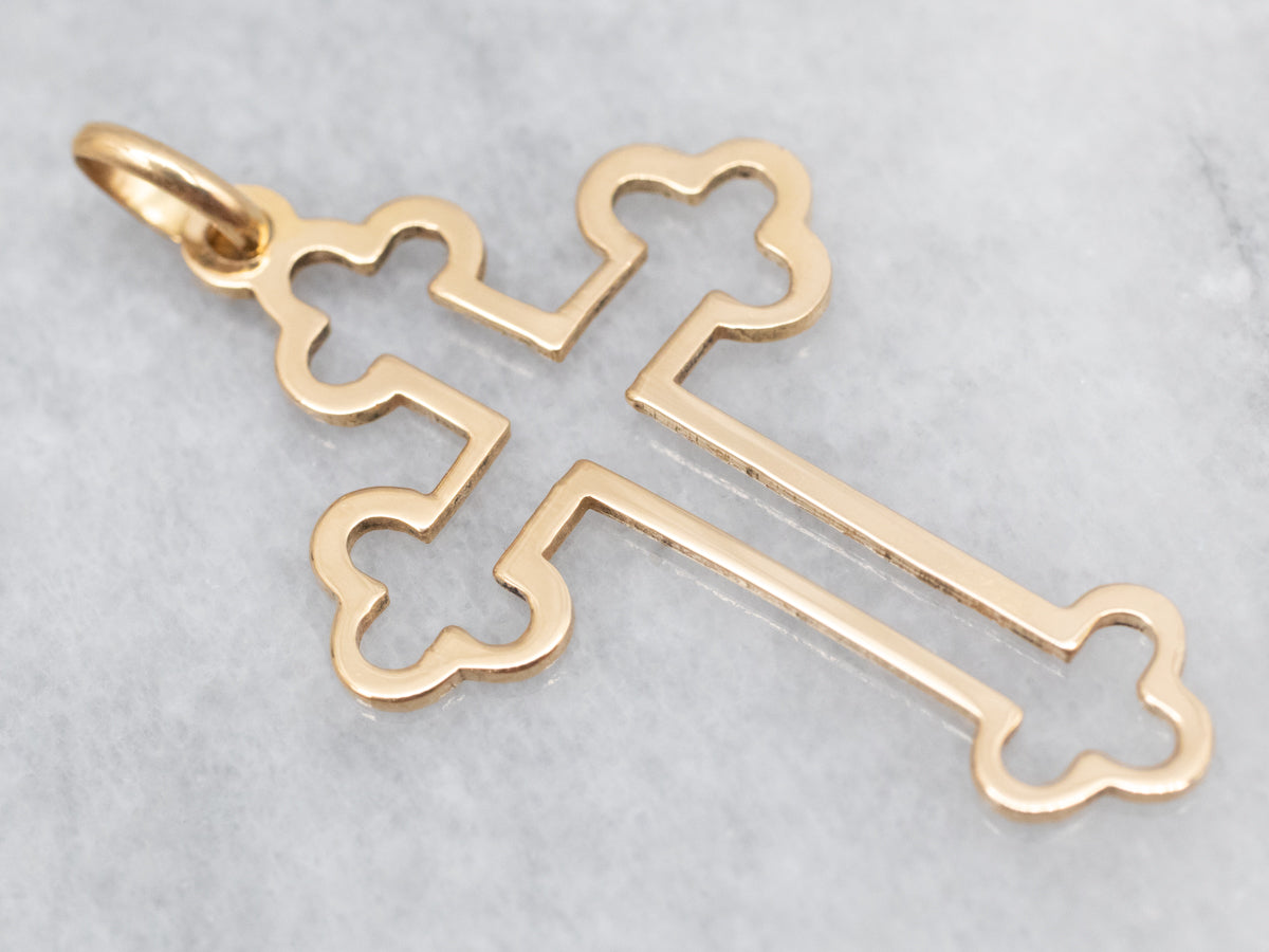 Simple Gold Contour Cross Pendant