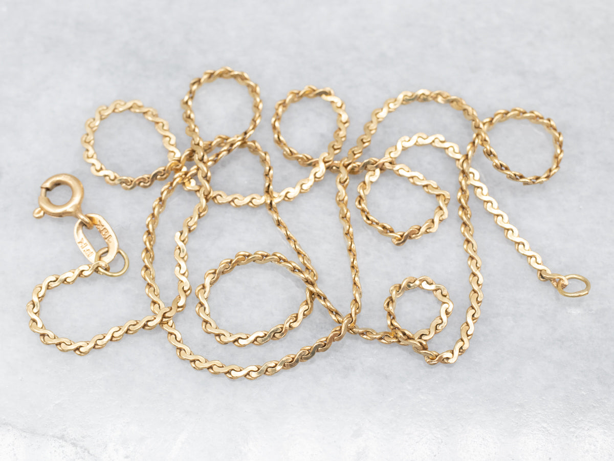 Yellow Gold Serpentine Chain with Spring Ring Clasp