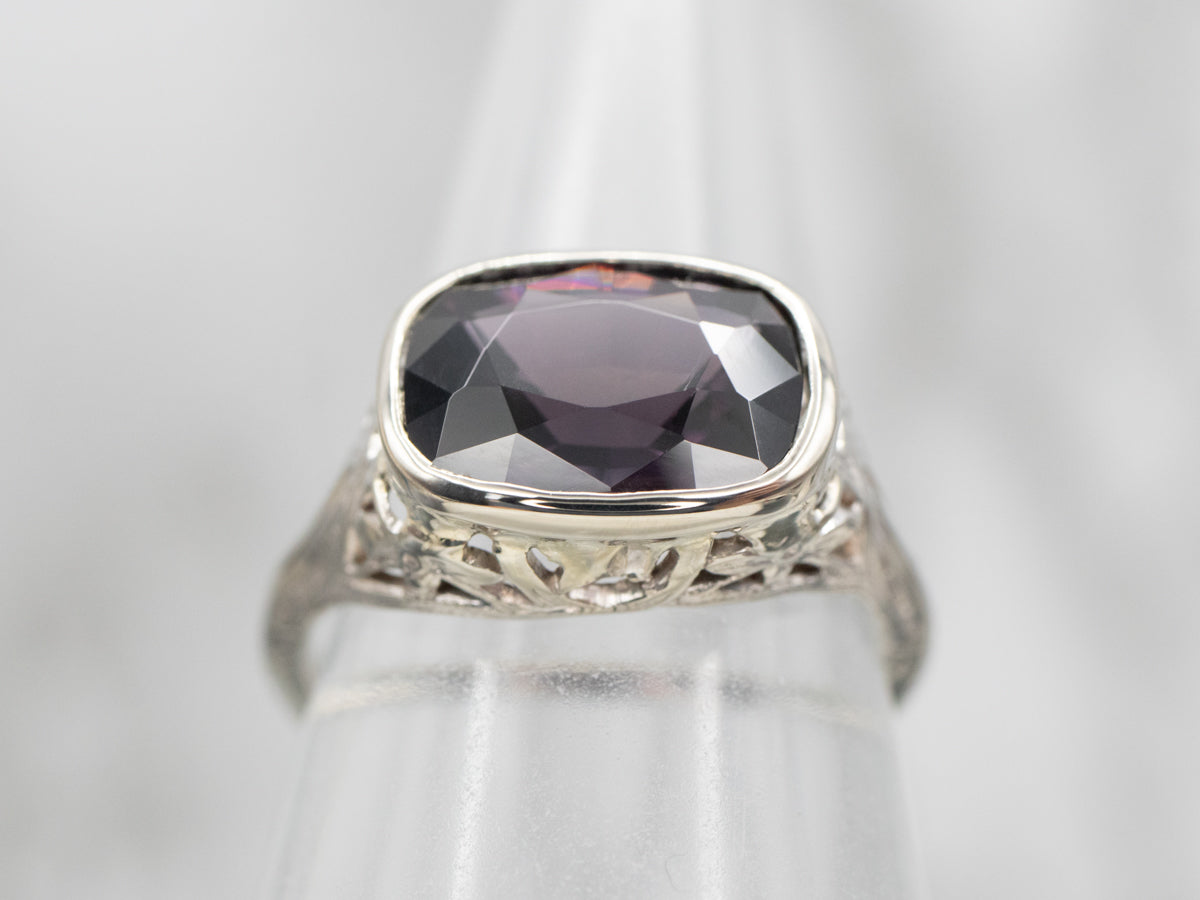 White Gold East West Spinel Solitaire Ring