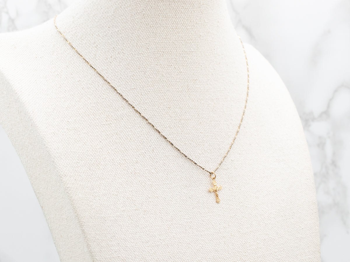 Yellow Gold Mini Crucifix Pendant