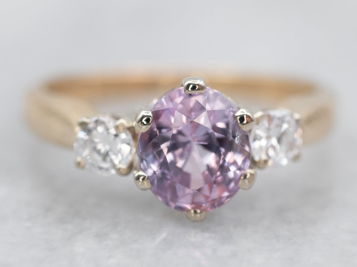 Pretty Pink Sapphire and Diamond Engagement Ring