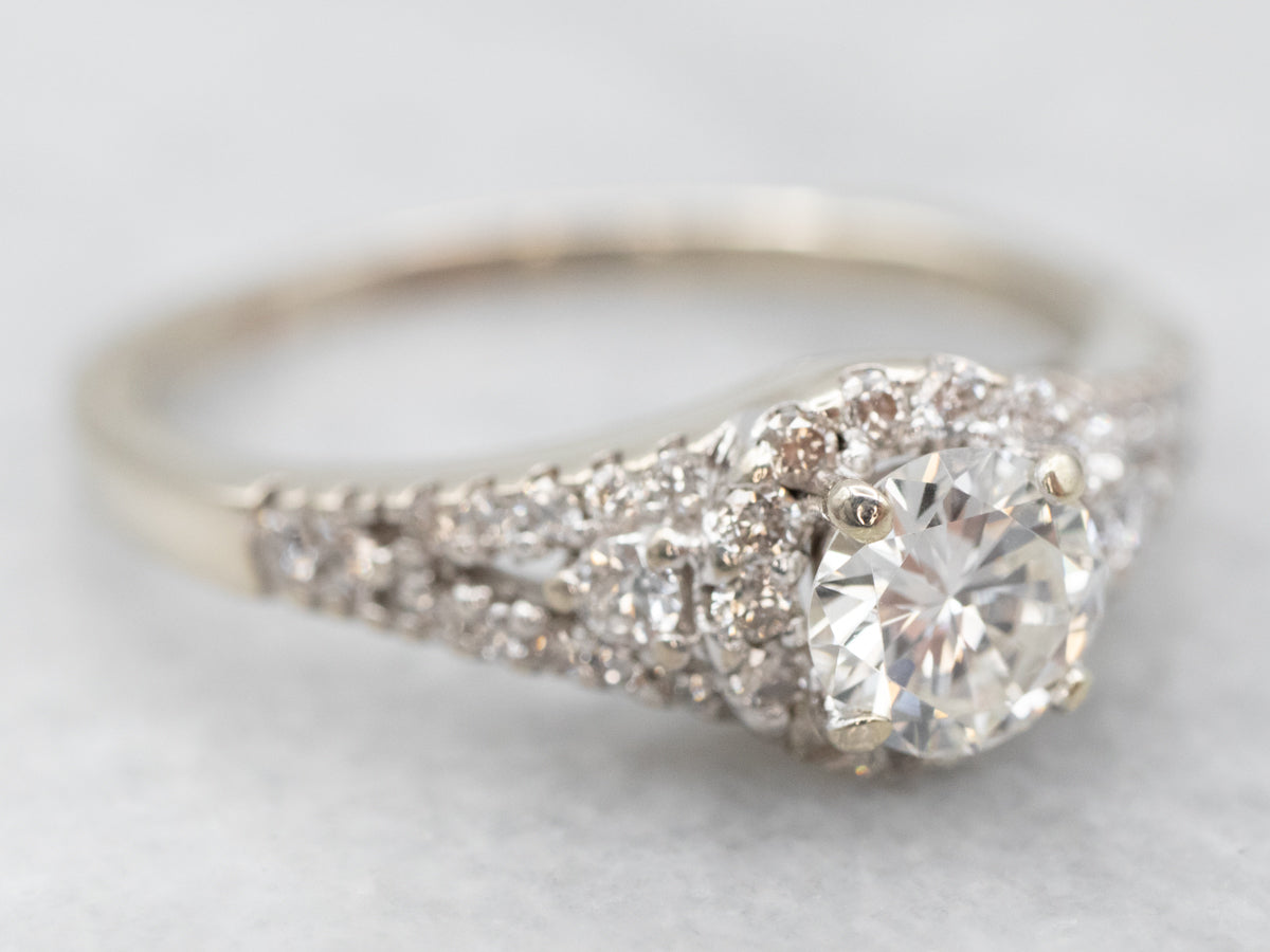 Modern Diamond Halo Engagement Ring