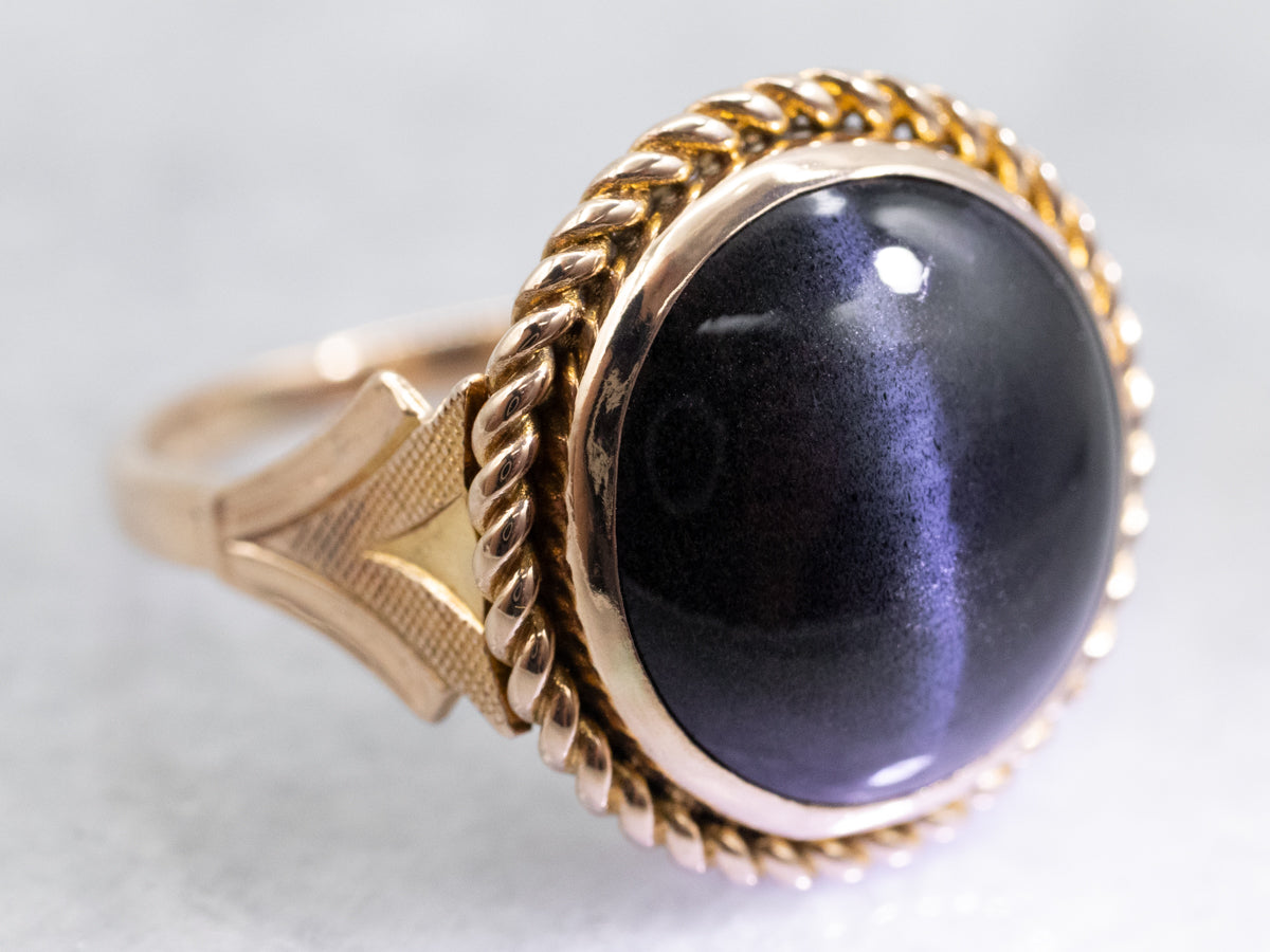 Vintage Cat's Eye Spectrolite Solitaire Ring