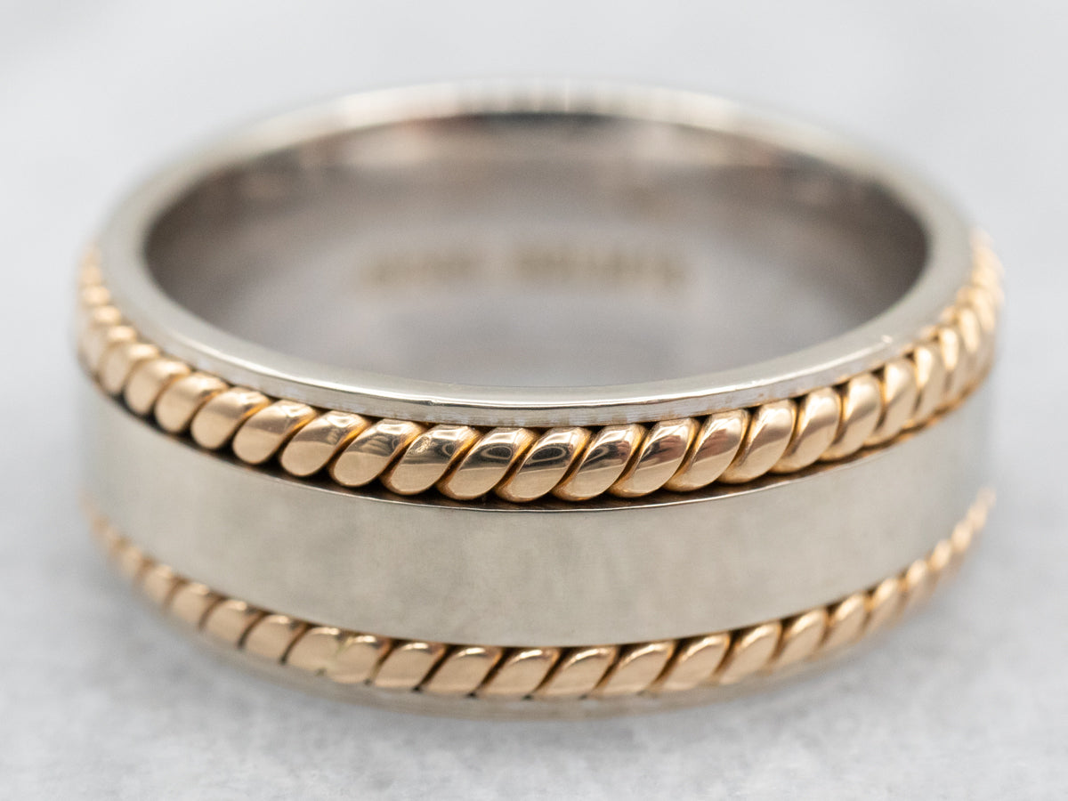 Nautical Unisex Two Tone Gold Band