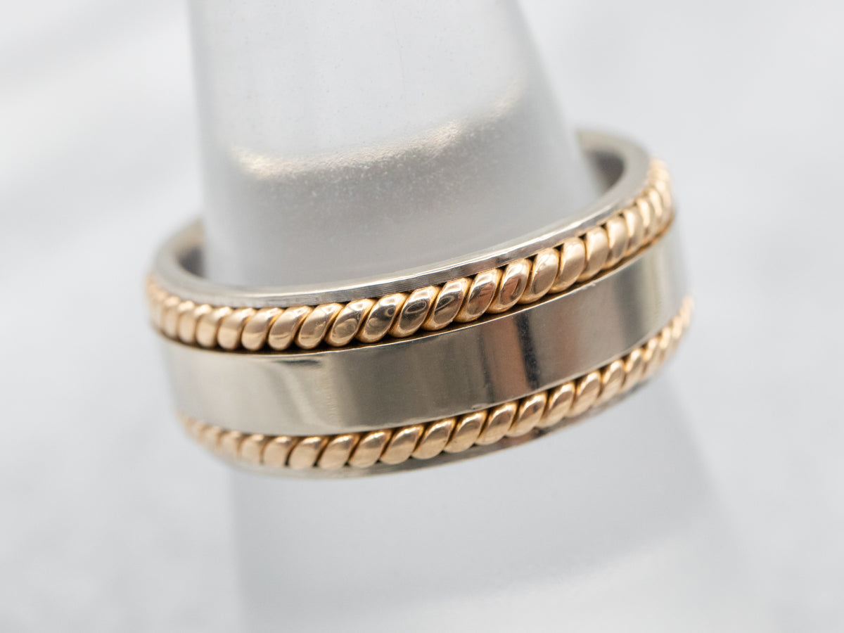 Nautical Unisex Two Tone Gold Band