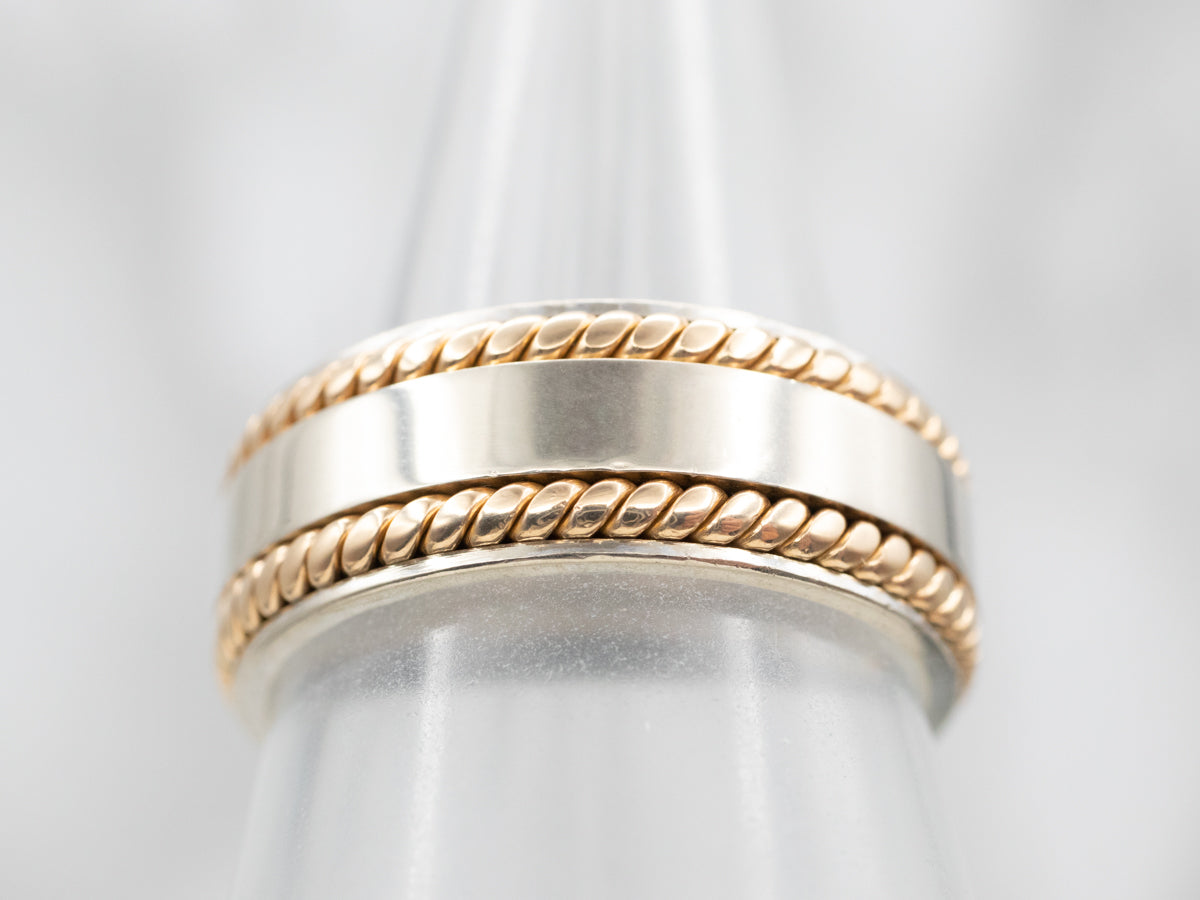 Nautical Unisex Two Tone Gold Band