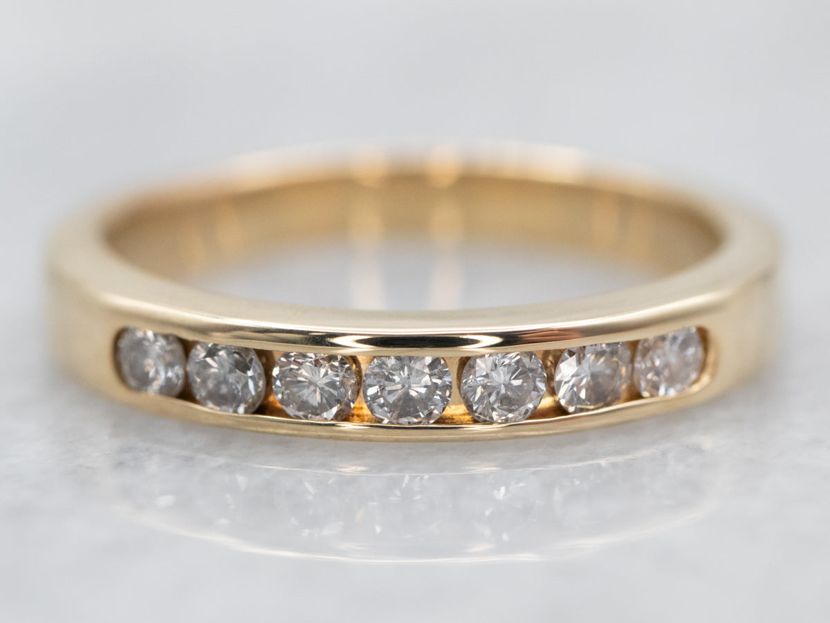 Yellow Gold Channel Set Diamond Wedding Band