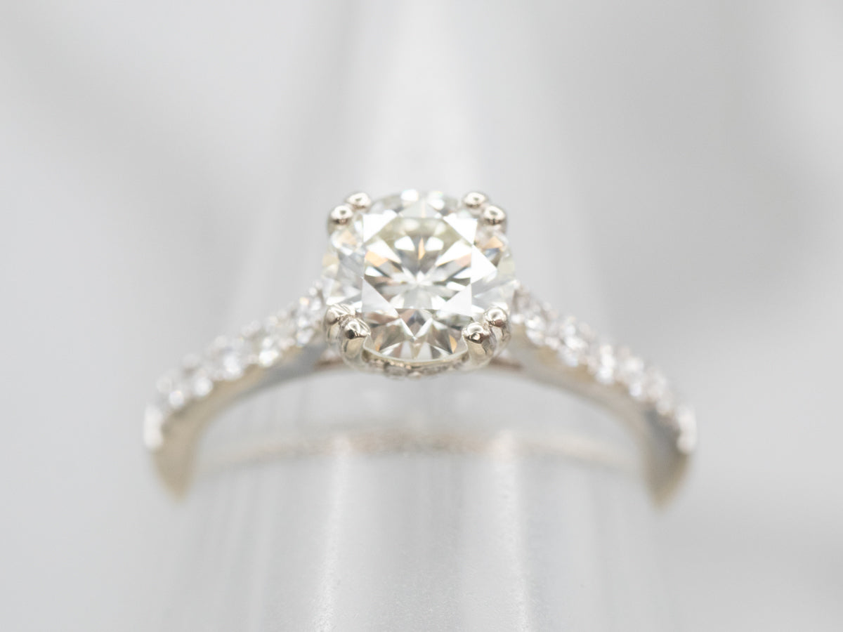 GIA Certified Diamond Engagement Ring with Diamond Accents