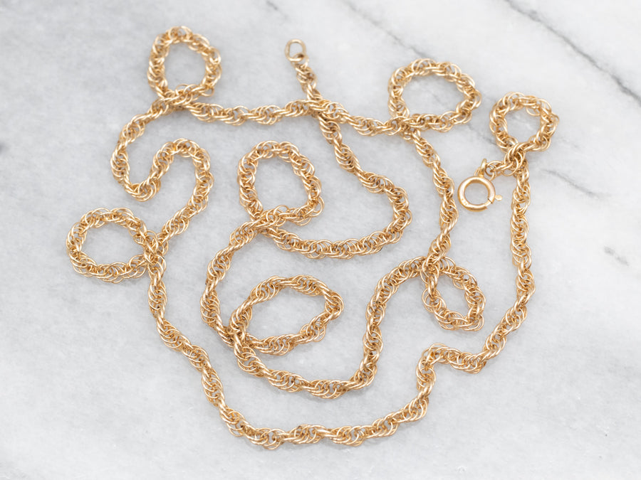 Elegant Yellow Gold Rope Twist Chain with Barrel Clasp