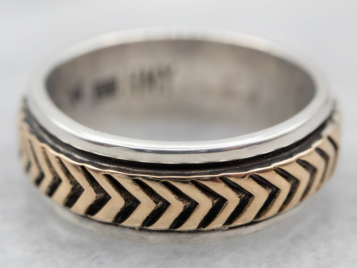 Mixed Metal Chevron Pattern Band