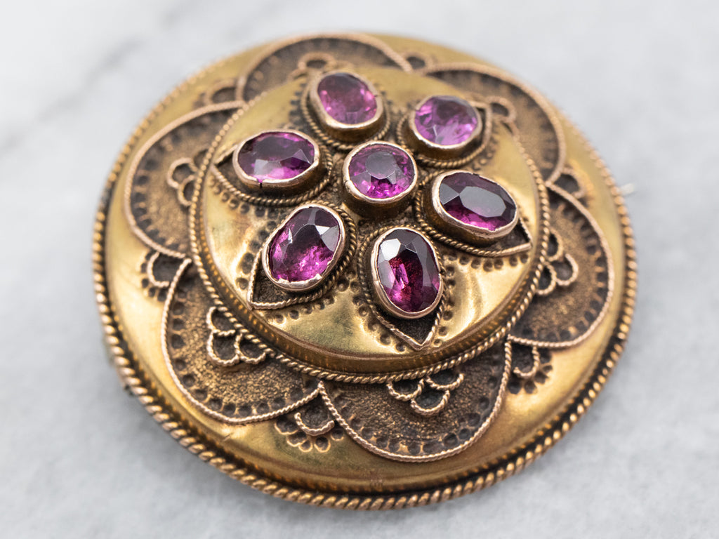 Rhodolite garnet brooch store